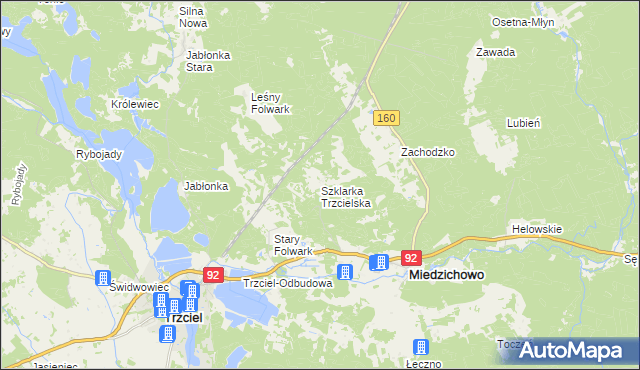 mapa Szklarka Trzcielska, Szklarka Trzcielska na mapie Targeo