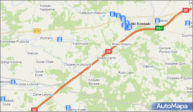 mapa Szlasy-Lipno, Szlasy-Lipno na mapie Targeo