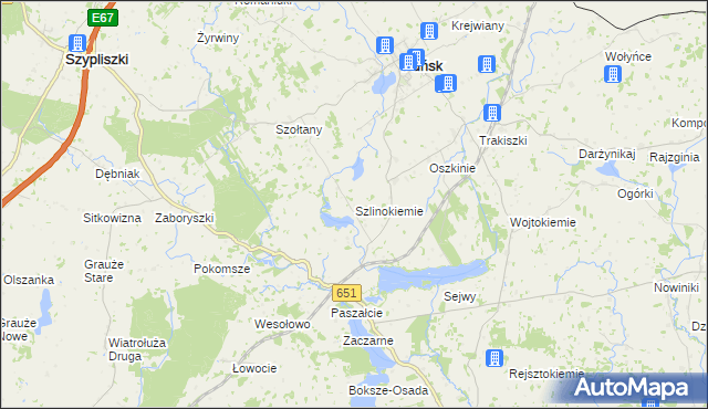 mapa Szlinokiemie, Szlinokiemie na mapie Targeo