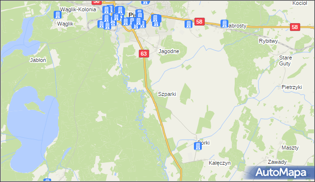 mapa Szparki, Szparki na mapie Targeo