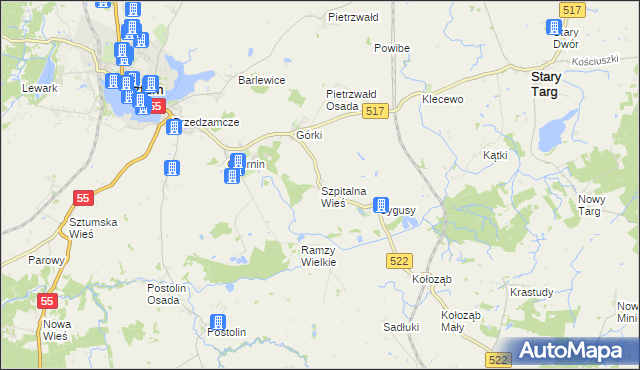 mapa Szpitalna Wieś, Szpitalna Wieś na mapie Targeo