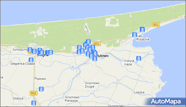 mapa Sztutowo, Sztutowo na mapie Targeo