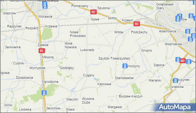 mapa Szubsk-Towarzystwo, Szubsk-Towarzystwo na mapie Targeo