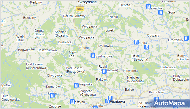 mapa Szufnarowa, Szufnarowa na mapie Targeo