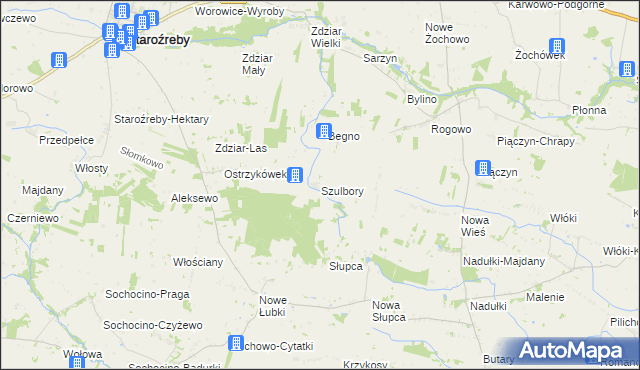 mapa Szulbory, Szulbory na mapie Targeo