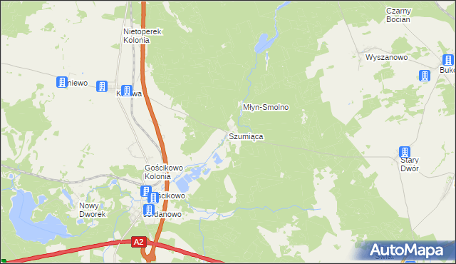 mapa Szumiąca gmina Międzyrzecz, Szumiąca gmina Międzyrzecz na mapie Targeo