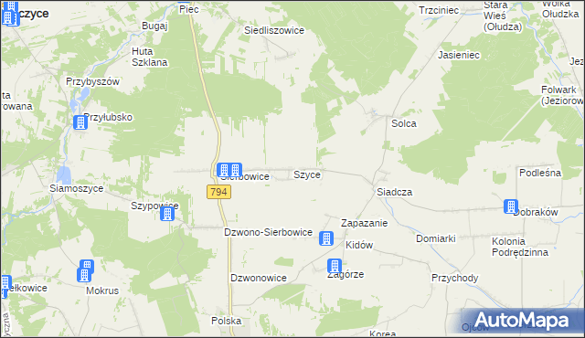 mapa Szyce gmina Pilica, Szyce gmina Pilica na mapie Targeo