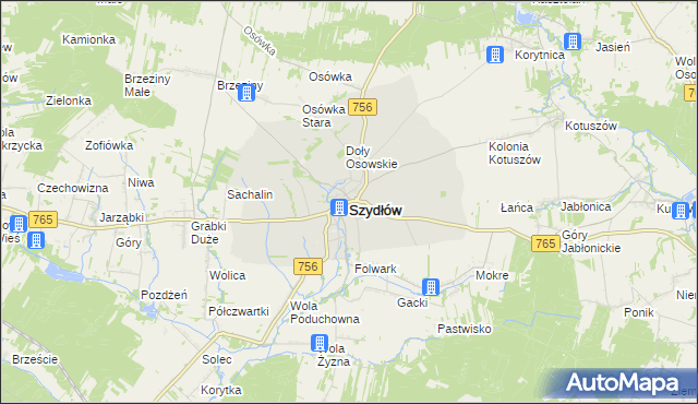 mapa Szydłów powiat staszowski, Szydłów powiat staszowski na mapie Targeo