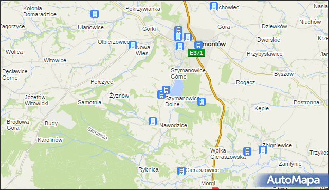 mapa Szymanowice Dolne, Szymanowice Dolne na mapie Targeo