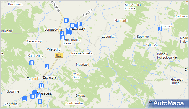 mapa Szymanowo gmina Łomazy, Szymanowo gmina Łomazy na mapie Targeo