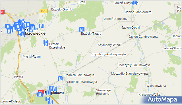 mapa Szymbory-Andrzejowięta, Szymbory-Andrzejowięta na mapie Targeo