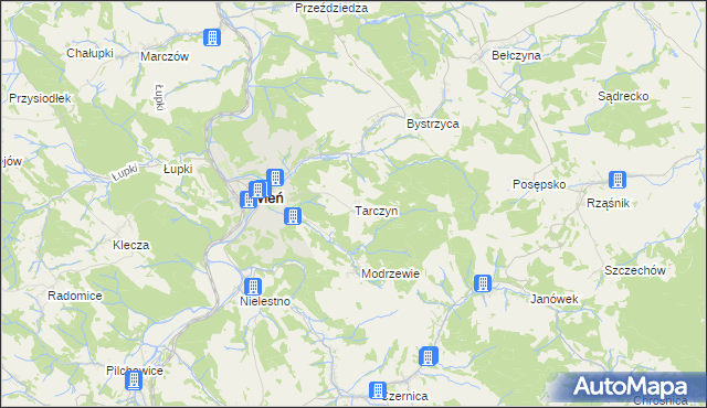 mapa Tarczyn gmina Wleń, Tarczyn gmina Wleń na mapie Targeo