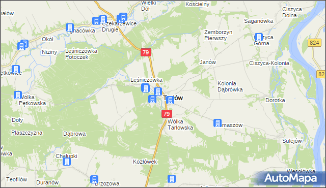 mapa Tarłów, Tarłów na mapie Targeo