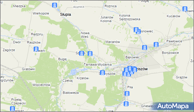 mapa Tarnawa gmina Sędziszów, Tarnawa gmina Sędziszów na mapie Targeo