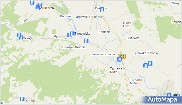 mapa Tarnawa-Kolonia, Tarnawa-Kolonia na mapie Targeo