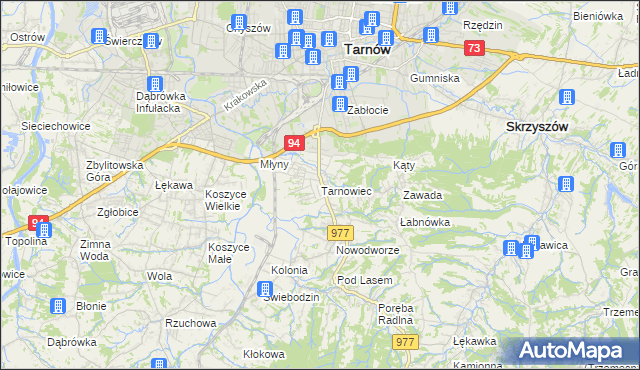 mapa Tarnowiec gmina Tarnów, Tarnowiec gmina Tarnów na mapie Targeo