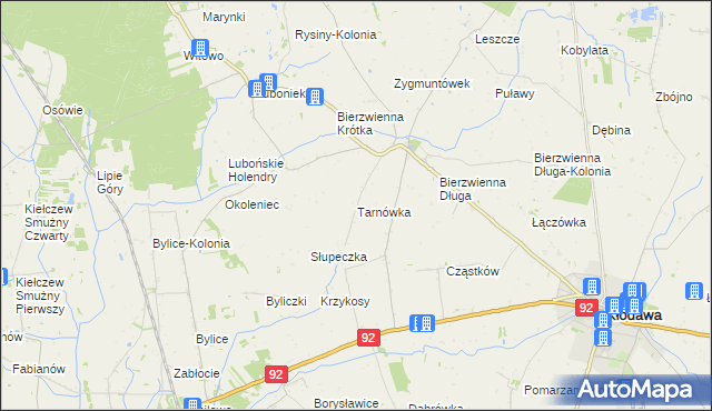 mapa Tarnówka gmina Kłodawa, Tarnówka gmina Kłodawa na mapie Targeo