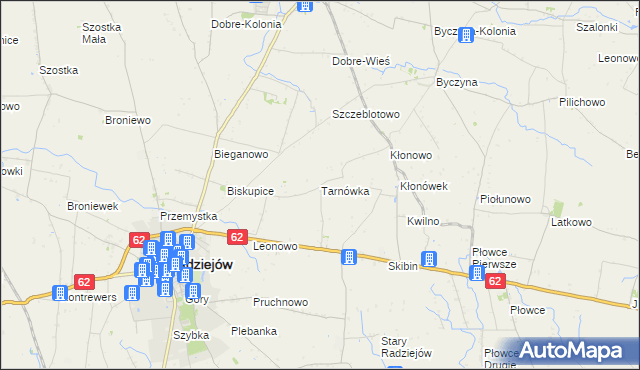 mapa Tarnówka gmina Radziejów, Tarnówka gmina Radziejów na mapie Targeo