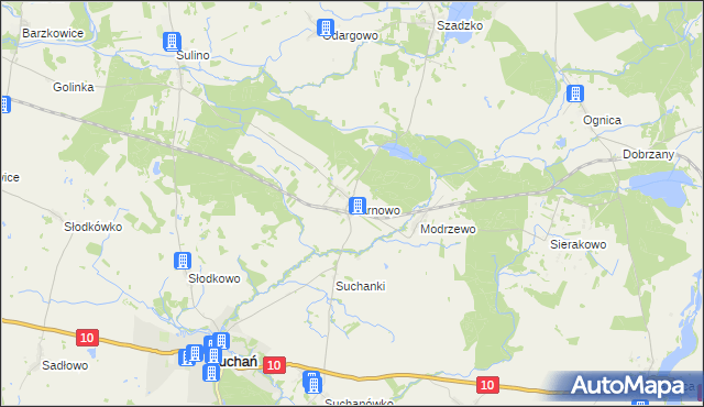 mapa Tarnowo gmina Suchań, Tarnowo gmina Suchań na mapie Targeo