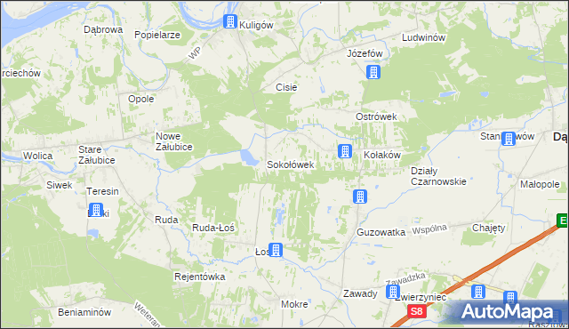 mapa Teodorów gmina Dąbrówka, Teodorów gmina Dąbrówka na mapie Targeo