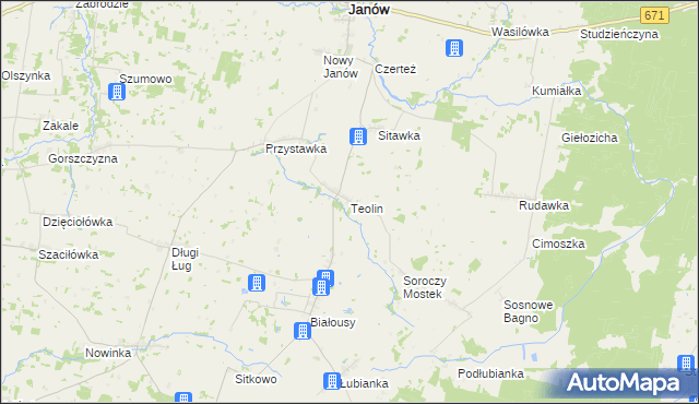 mapa Teolin gmina Janów, Teolin gmina Janów na mapie Targeo