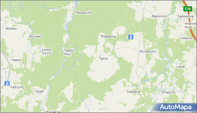 mapa Tępcz, Tępcz na mapie Targeo