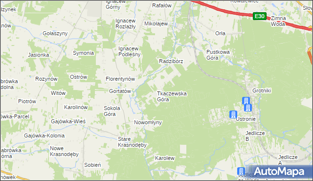 mapa Tkaczewska Góra, Tkaczewska Góra na mapie Targeo