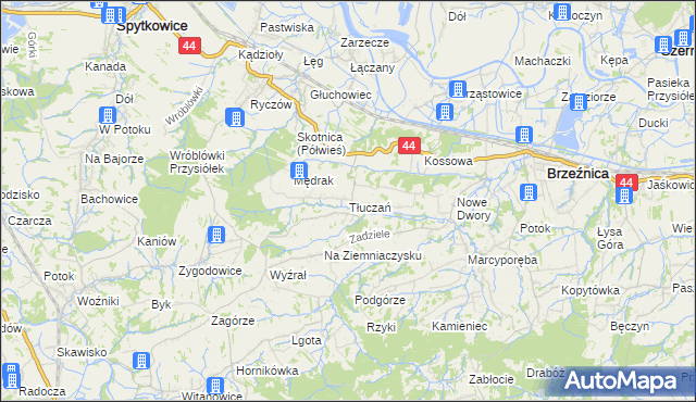 mapa Tłuczań, Tłuczań na mapie Targeo