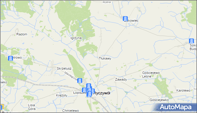 mapa Tłukawy, Tłukawy na mapie Targeo