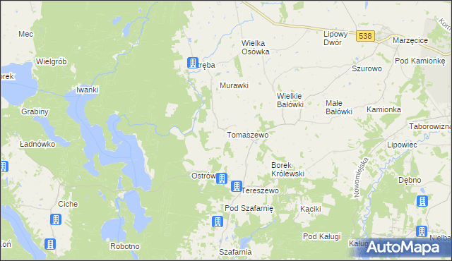 mapa Tomaszewo gmina Kurzętnik, Tomaszewo gmina Kurzętnik na mapie Targeo