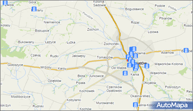 mapa Tomaszów gmina Opatów, Tomaszów gmina Opatów na mapie Targeo