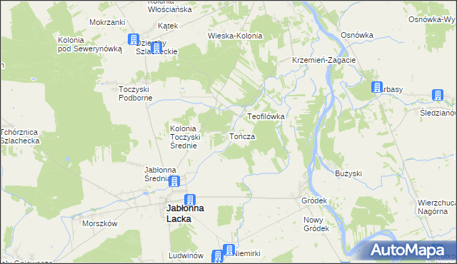 mapa Tończa gmina Jabłonna Lacka, Tończa gmina Jabłonna Lacka na mapie Targeo