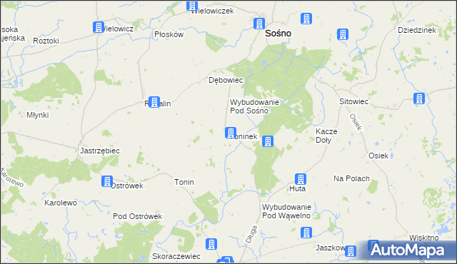 mapa Toninek, Toninek na mapie Targeo