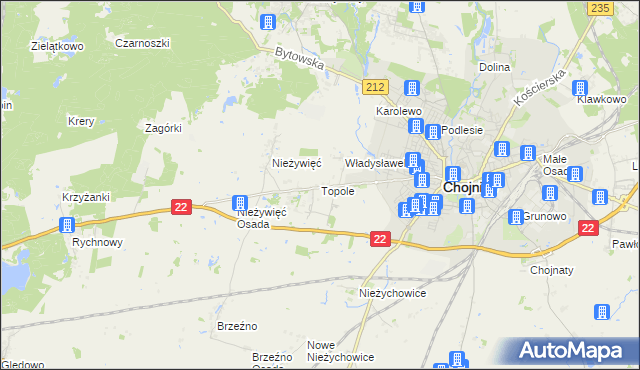 mapa Topole, Topole na mapie Targeo