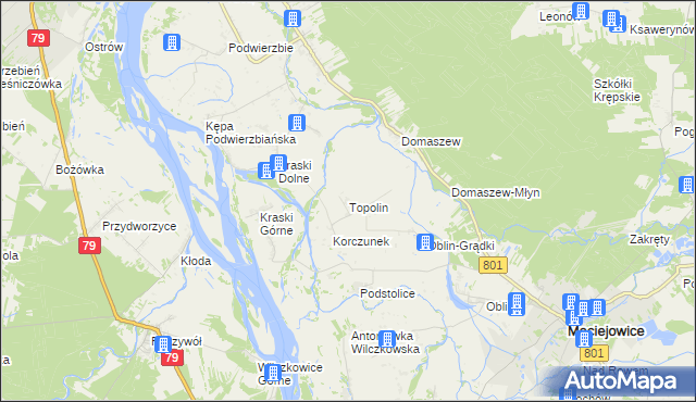 mapa Topolin gmina Maciejowice, Topolin gmina Maciejowice na mapie Targeo