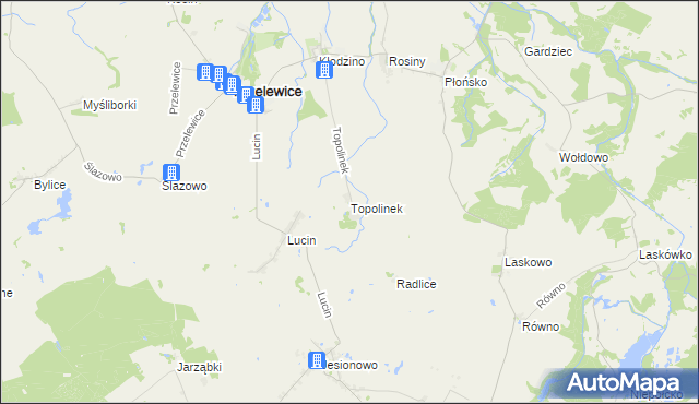 mapa Topolinek gmina Przelewice, Topolinek gmina Przelewice na mapie Targeo