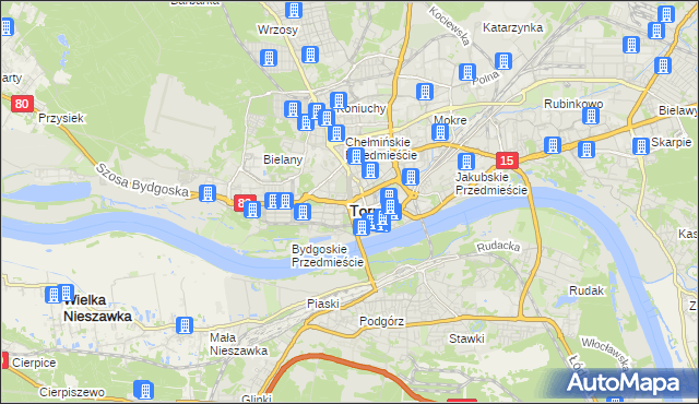 mapa Torunia, Toruń na mapie Targeo