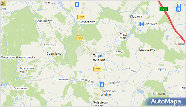 mapa Trąbki Wielkie, Trąbki Wielkie na mapie Targeo