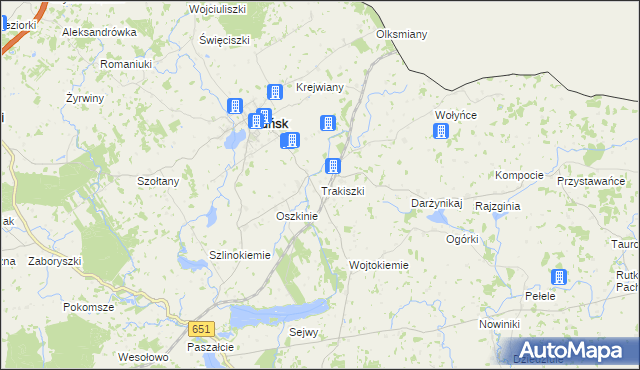 mapa Trakiszki, Trakiszki na mapie Targeo