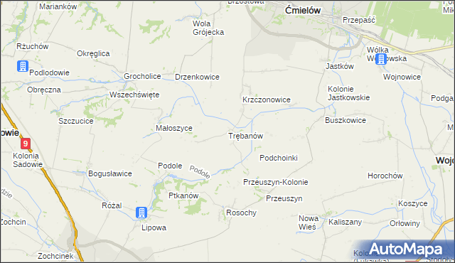 mapa Trębanów, Trębanów na mapie Targeo