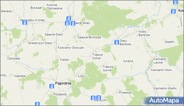 mapa Trębice Dolne, Trębice Dolne na mapie Targeo