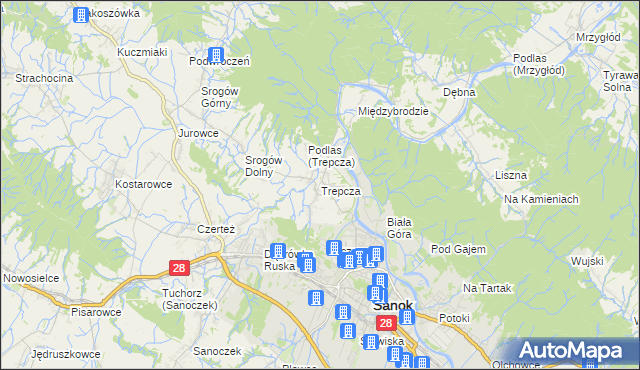 mapa Trepcza, Trepcza na mapie Targeo