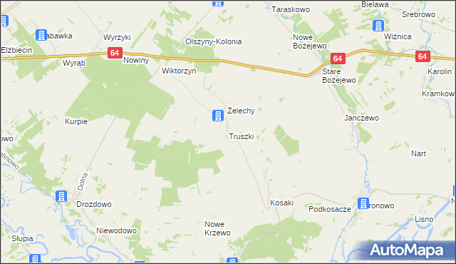 mapa Truszki gmina Piątnica, Truszki gmina Piątnica na mapie Targeo