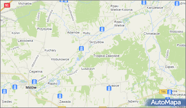 mapa Trząska-Zawodzie, Trząska-Zawodzie na mapie Targeo