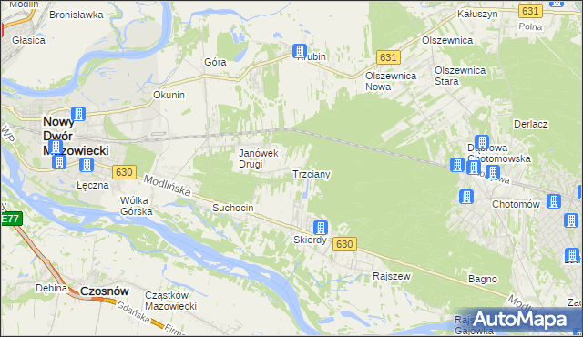 mapa Trzciany gmina Jabłonna, Trzciany gmina Jabłonna na mapie Targeo