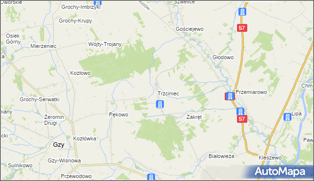 mapa Trzciniec gmina Pułtusk, Trzciniec gmina Pułtusk na mapie Targeo