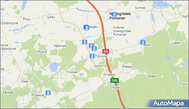 mapa Trzcinna, Trzcinna na mapie Targeo