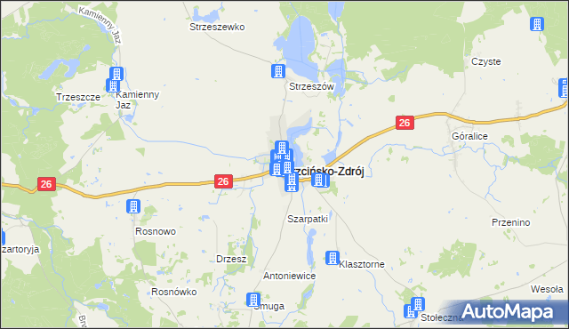 mapa Trzcińsko-Zdrój, Trzcińsko-Zdrój na mapie Targeo