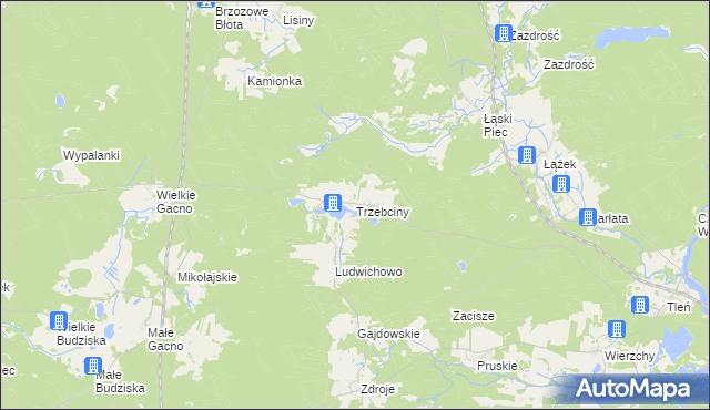 mapa Trzebciny, Trzebciny na mapie Targeo