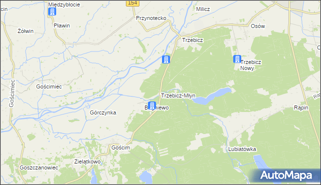 mapa Trzebicz-Młyn, Trzebicz-Młyn na mapie Targeo